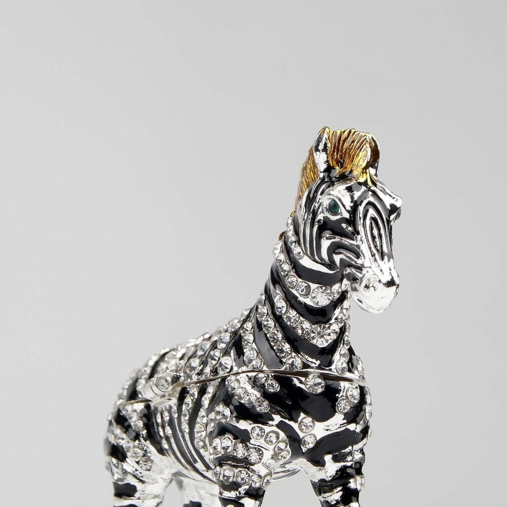 Neiman Marcus Hand-Painted Rhinestone Zebra Trinket Box